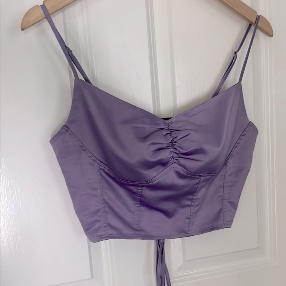 La Hearts Lavender Satin bustier w/tie back sz medium